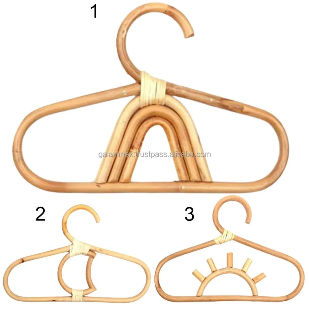 New Modern Cheap Rattan Hanger No Plastic Clothes Hangers Supplier Hanger for Kids Room Kids House