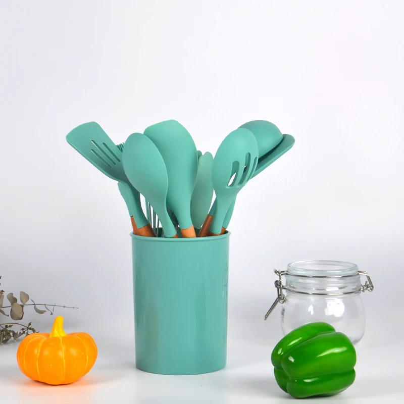 12 PCS Wholesale Market Nordic Kitchen Utensils Silicone with Plastic Boxes Cocina  Cookware set
