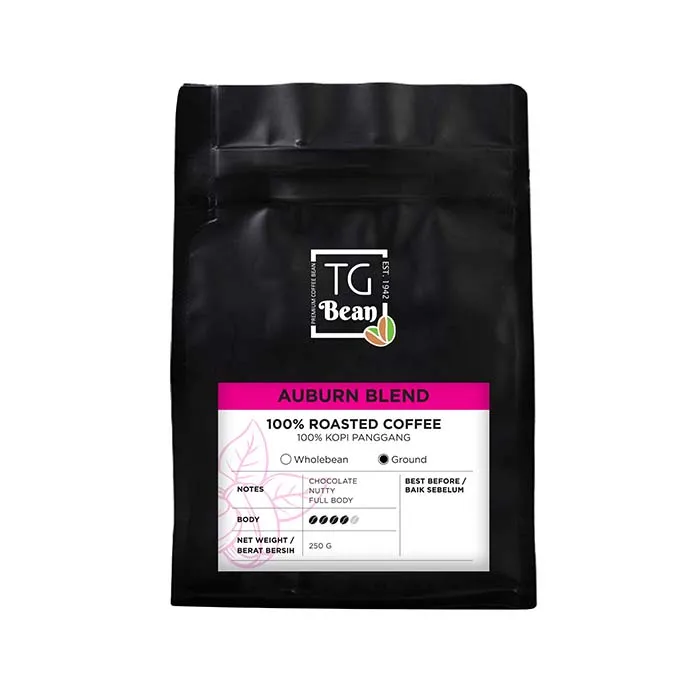 Premium Grade Auburn Blend Medium Roast Ground Coffee Suitable For All Espresso Based Beverage Halal Certified