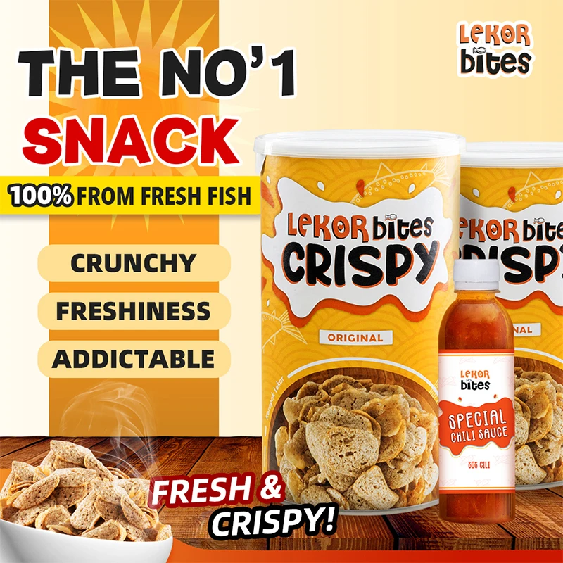 Hottest Seller Lekor Bites Crispy 200g Original Flavor Nutrients For A Crunchy Yet Healthier and Less Greasy Snack