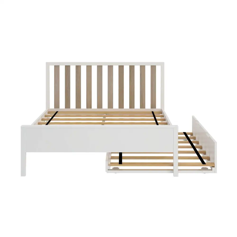 Contemporary Full-Size Bed with High-Quality Solid Wood and Storage Features, Includes Wooden Bed Frame