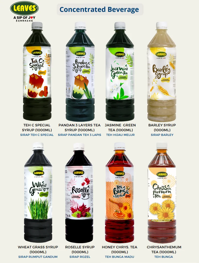 1Litre | Leaves Sarawak Tea Syrup Concentrate | Sirap Concentrate Teh C Special Sarawak | 13 Flavors | Tea Special Syrup