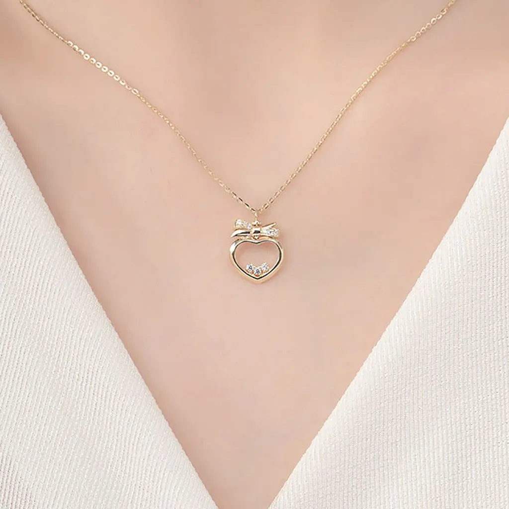 Best Selling Heart Shaped Pendant Necklace for Women Wholesale 14k Gold Chain With Cz Stone Vietnam Manufacturer DCMAMD594