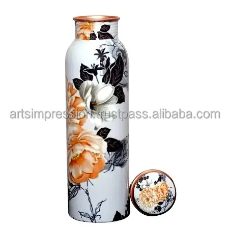 Latest Printed Copper drinking Bottle  in Multi Color Diamond Quality with Nice Packing made In India Decorative water Bottle