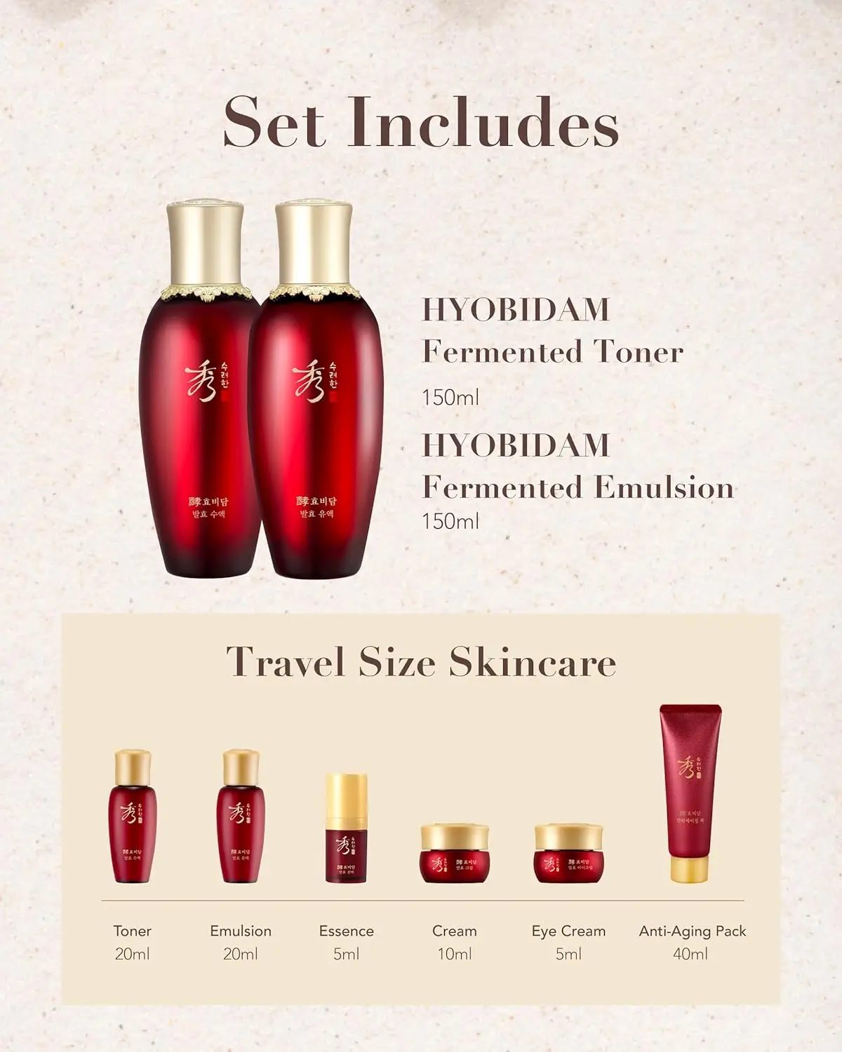 Sooryehan Hyobidam Fermented Skincare Gift Set Premium Korean Skin Care for Intense Hydration, Elasticity. Ginseng, Snow Fungus