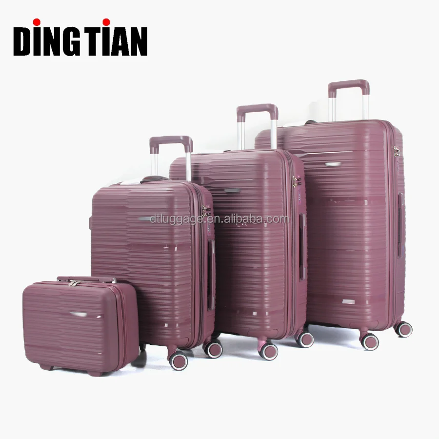 Mumbai Market unbreakable  Hard-Sided Polypropylene Luggage Set of 4 pcs PP  Trolley Bags with Beauty case