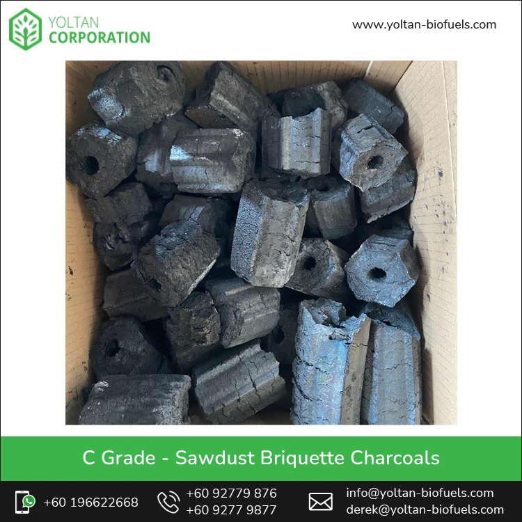 Reliable Market Price Bulk Selling C Grade Sawdust Briquette BBQ Charcoal from Trusted Malaysian Exporter