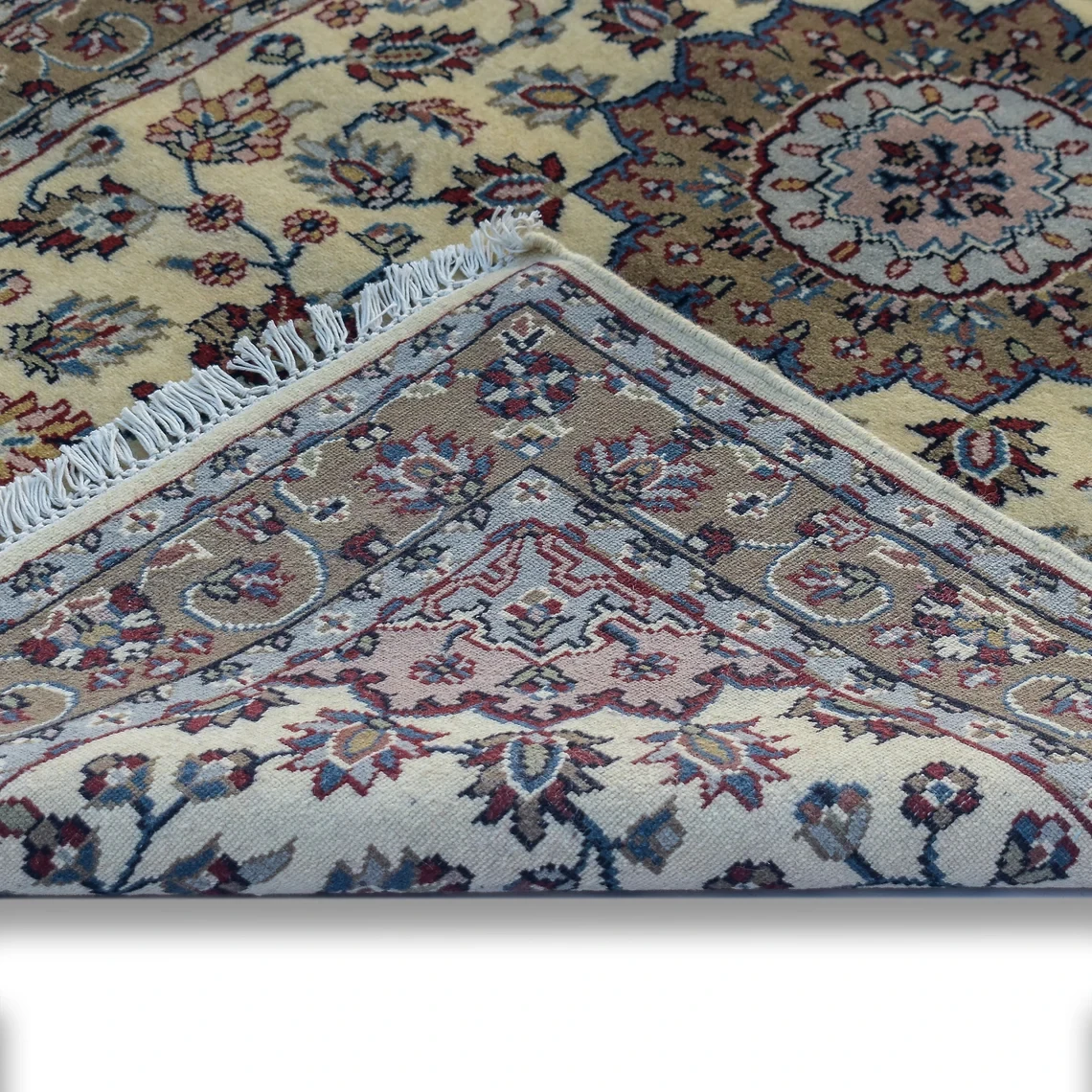 Hand Knotted Oriental Persian Woolen Carpet Rug Gold Beige Handmade Woven Area Rug For Bedroom Living Room