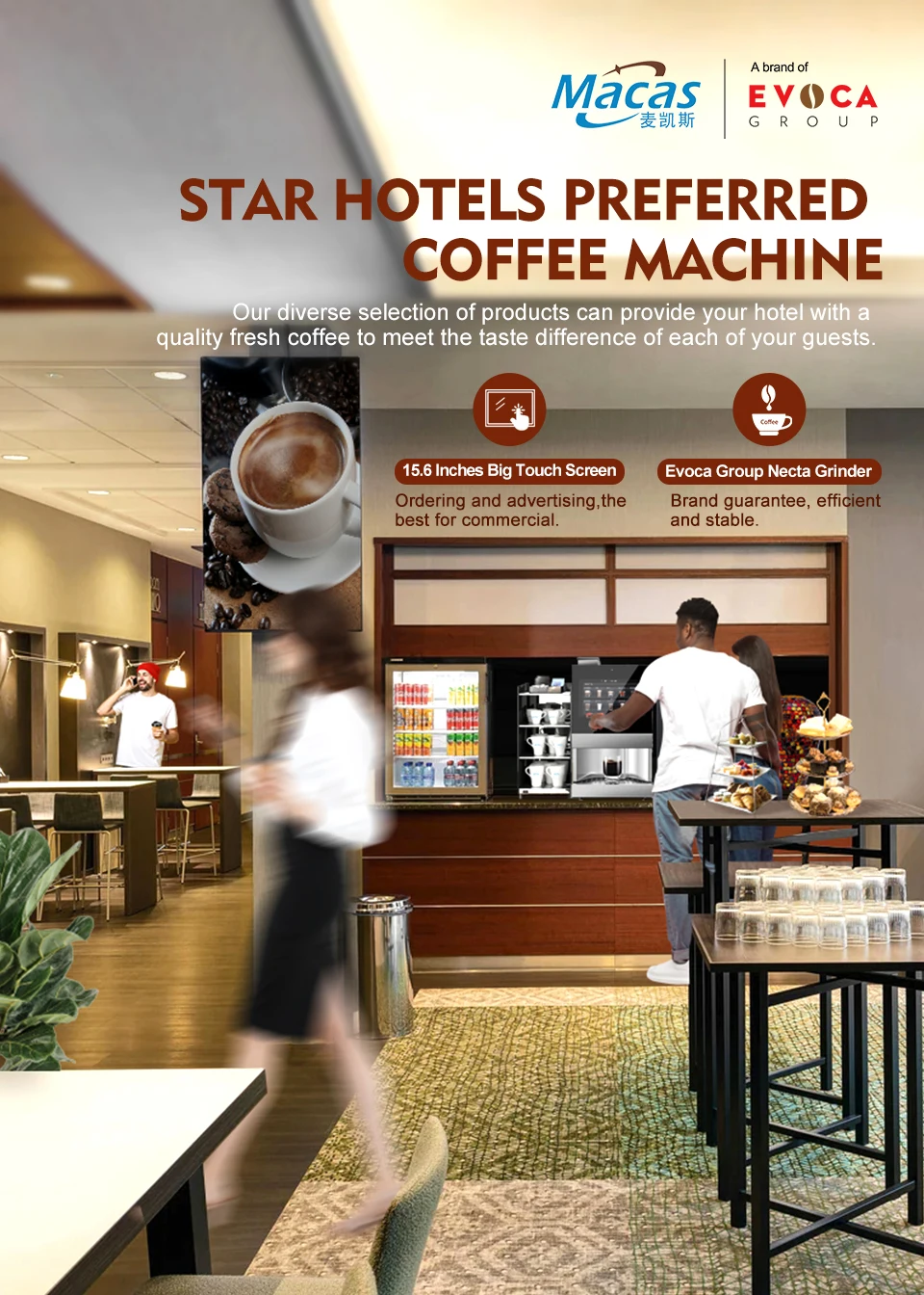 MACAS Fresh Automatic Remote Control Coffee Vending Machine Bean-to-Cup with Hot Beverages Grinder for Coffee Making Equipment