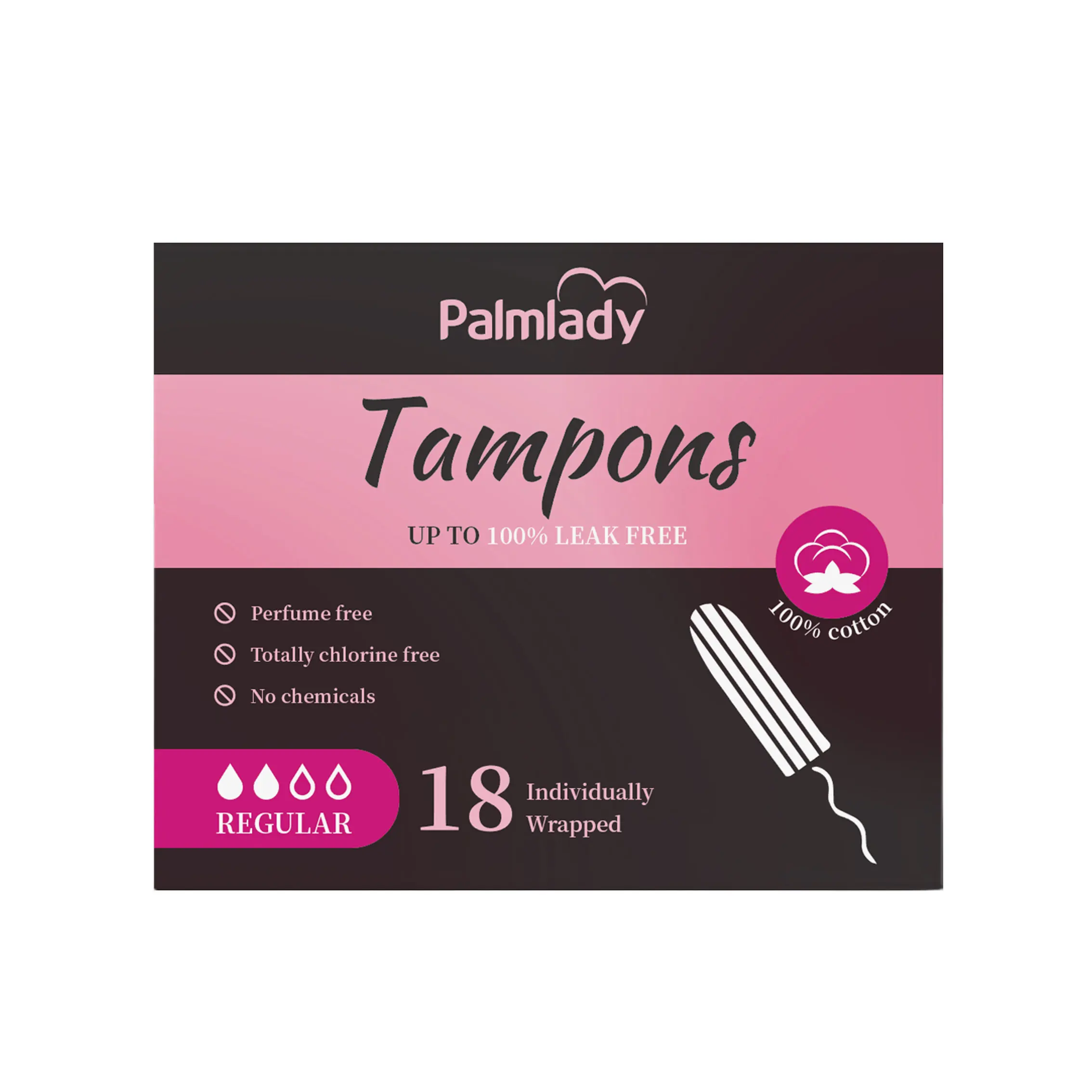 Chlorine Free  Individual Unscented Tampons Palmlady Tampons Sterile Medical Tampons