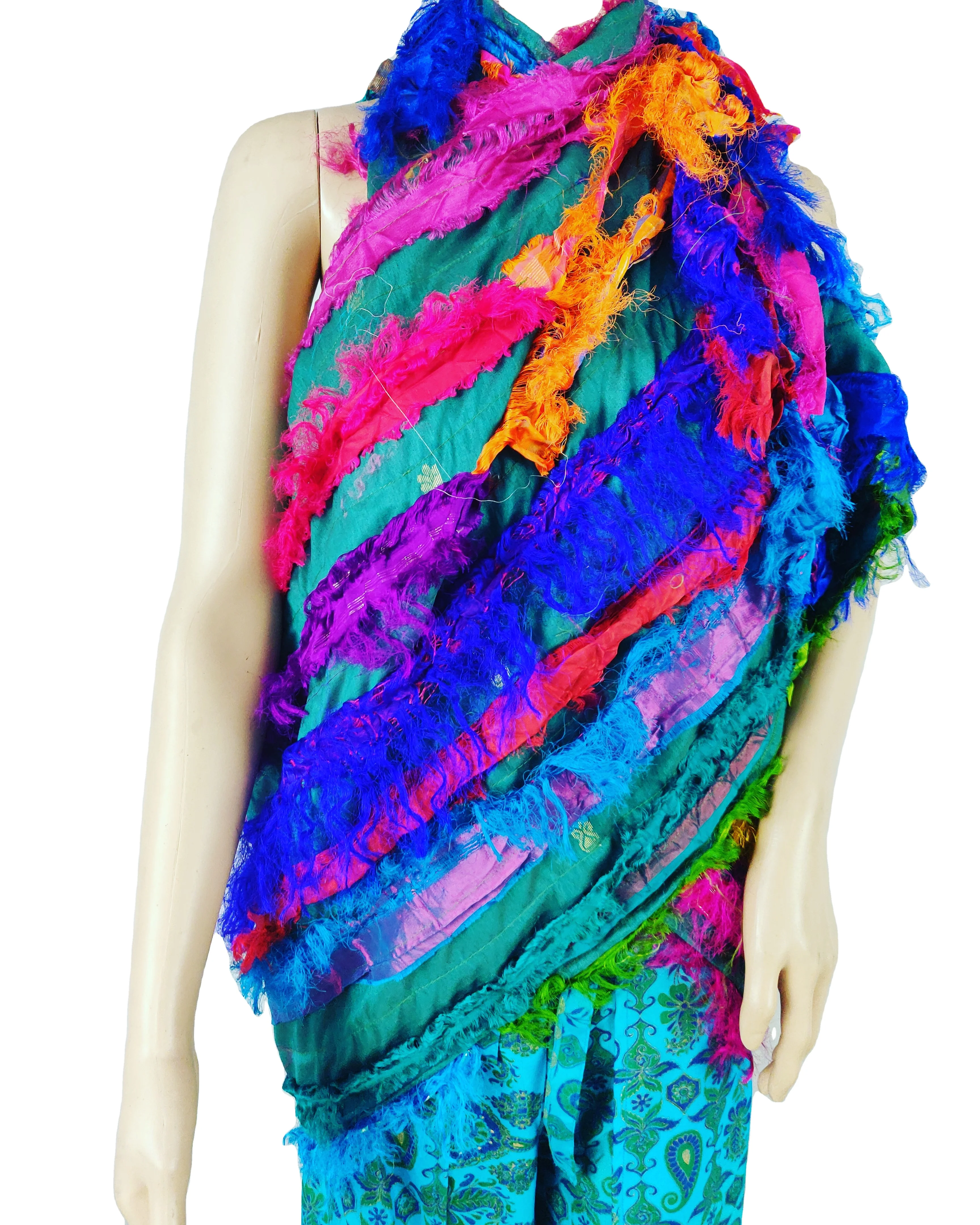 Recycled Sari silk scarf Shawls fancy stole Headwear Wraps Scarves Wholesale High Quality Women designers dupatta