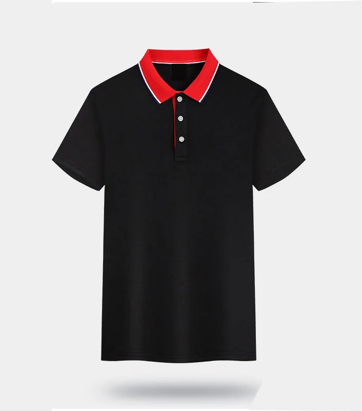oem customized logo with work clothes corporate short sleeved color blocked hotel advertising spliced silk lapel polo shirt