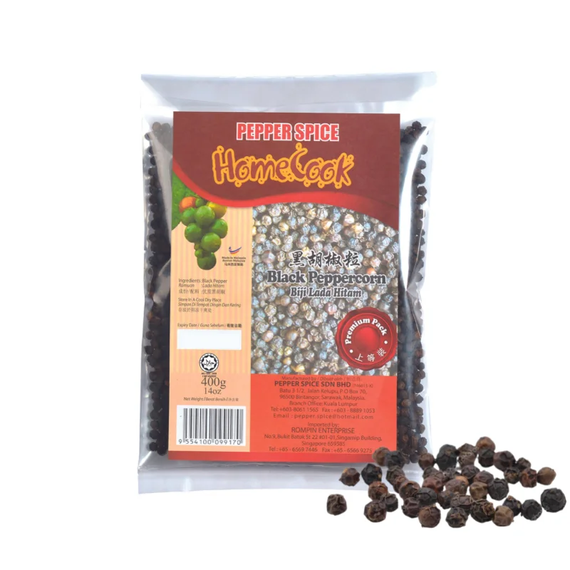 Premium Malaysia Halal Spices Black Pepper Granule Shape Corn 400g Low Price Bulk Black Pepper Earthy Flavor Marinade Seasoning