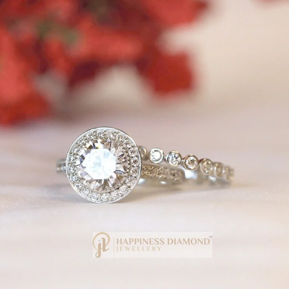 Premium Grade 3.40CT Dainty Bridal Set Brilliant Cut Moissanite Diamond Ring Latest Designed Bezel Eternity Ring Set