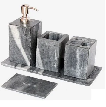 Modern Resin Bathroom Set of 4 Bathroom set  toothbrush holder soap dispenser soap box in  resin mirror custom bathroom set ba