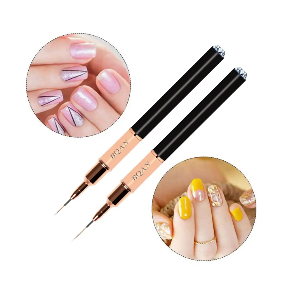 Customizable logo top diamond design black metal Handle  Kolinsky Hair Nail Art Acrylic Brush Set Painting Brushes Manicure Tool