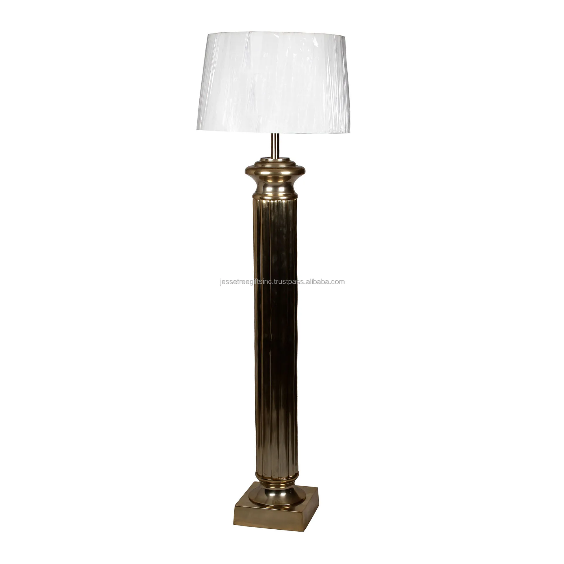 Metal Luxury Floor Lamp With Shiny Polish Finishing Square Base Best Quality Round Black Shade for Home Decoration