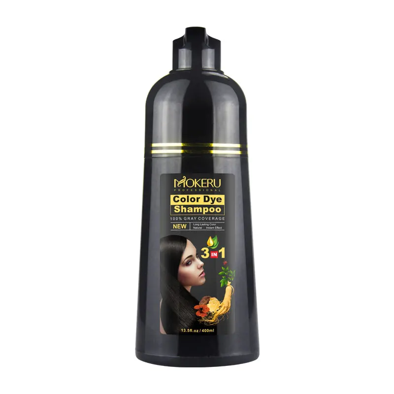 Oem Wholesale Factory 400ml Long Lasting Color Dyeing Natural Extract Ginseng Hair Color Shampoo For Men And Women Use