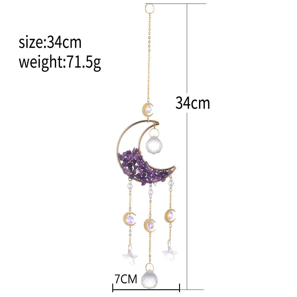 Wholesale dreamcatcher natural rock kristal crystal rainbow sun catcher moon sun catchers amethyst suncatche hanging Prism decor