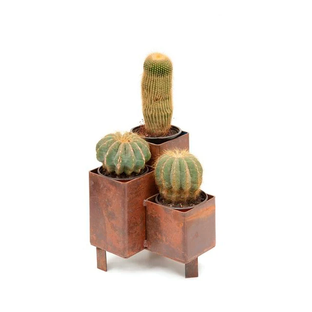 Iron Flowerpot Indoor Pot Plant Planter Green Glazed Home Decor Sets VASE Double Color Gold succulent cactus flower pots