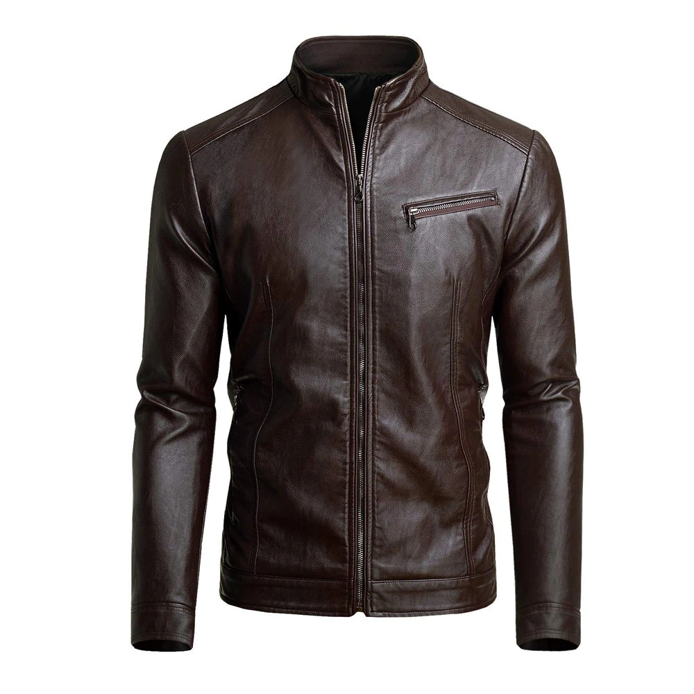 High Quality 100% Genuine Leather jacket Custom logo Fashion Men Black Solid colo Leather Jackets breathable OEM Customized