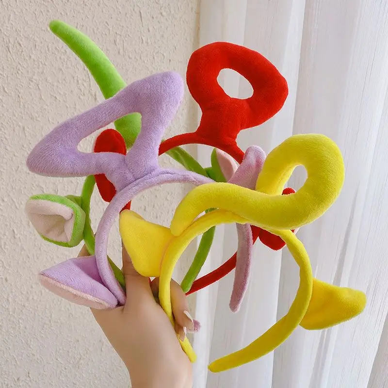 HB017E Teletubbies Headband Anime Woman Face Makeup Hairband Ears Antennae Hair Bands Cute And Funny Headwear For Women