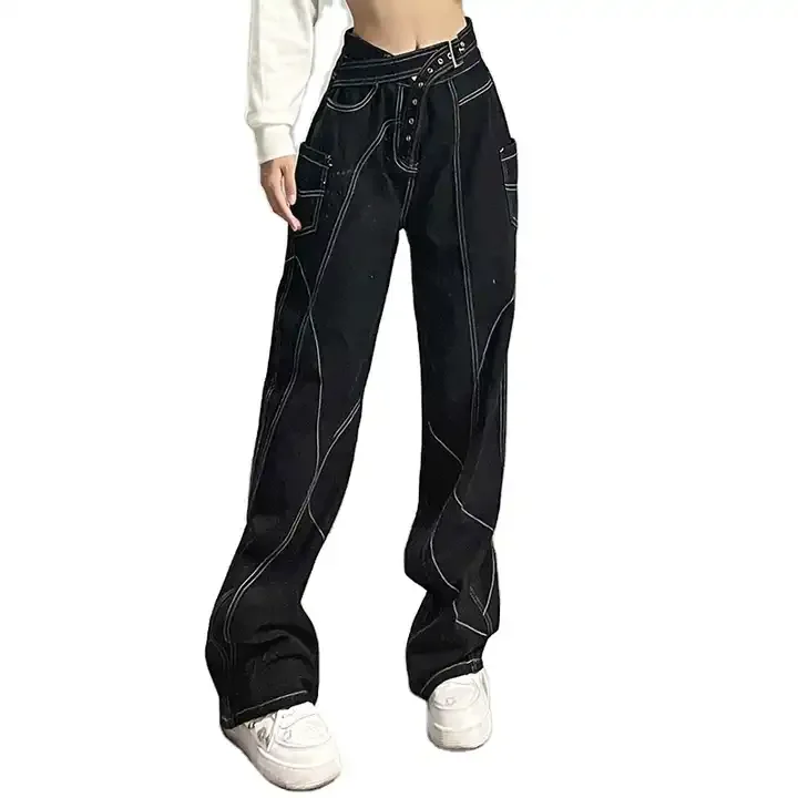 High quality 2024 New Trendy Women Ripped quick dry Jeans Torn Washed Denim Custom Bootcut Womens Rock Revival Jeans Women