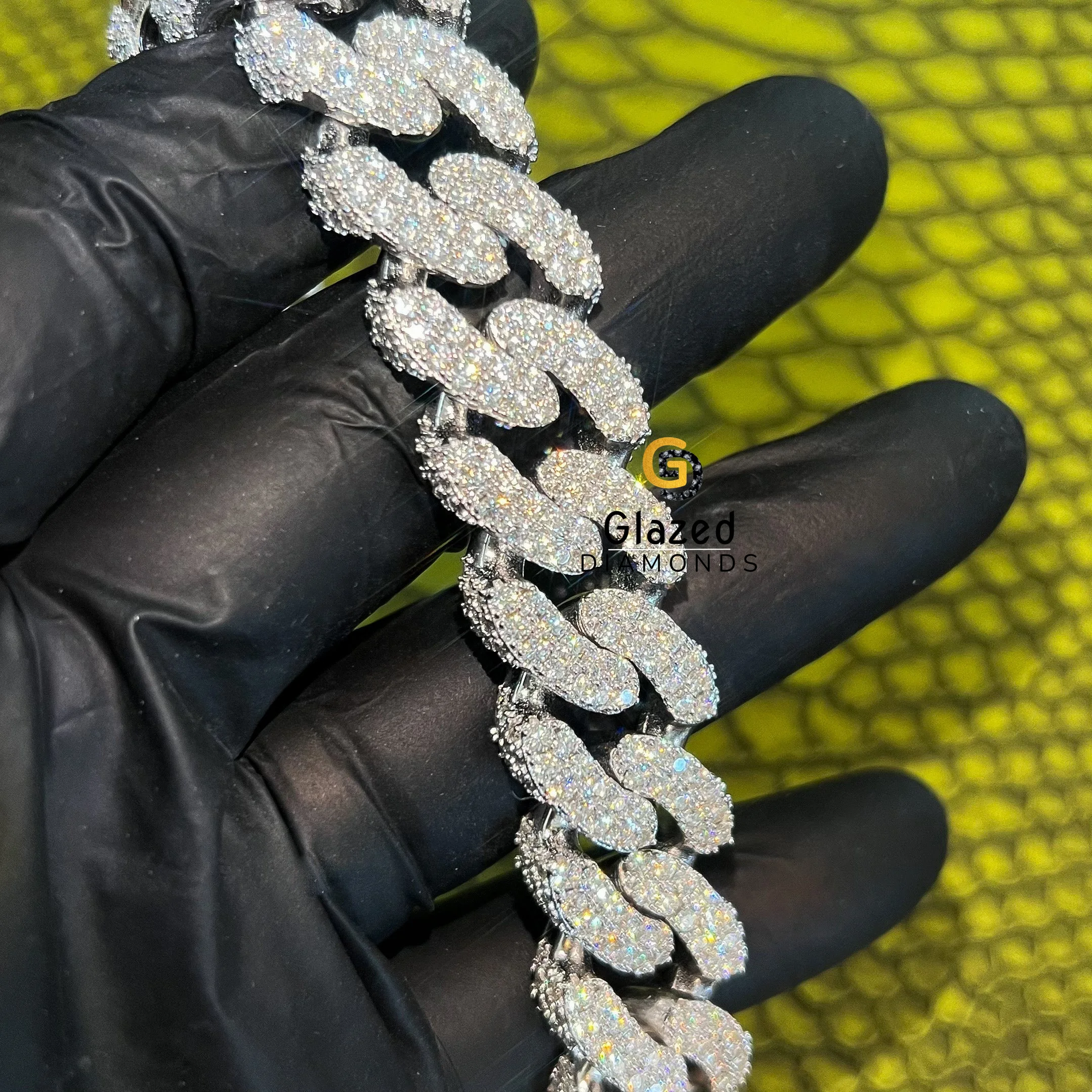 Most Unique 925 Sterling Silver Hip Hop Bracelet Unisex Lab Grown Cut Exclusive Diamond Enhanced VVS Clarity Gold Beaded Bangles