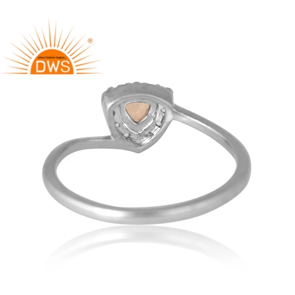 Latest Selling 926 Sterling Silver Palladium Plated Natural Ethiopian Opal & White Topaz Gemstone Ring Jewelry Manufacturer