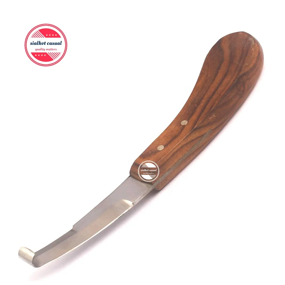 Wooden Handle Hoof Knife Wide Blade Right Hand Farrier Equipment Horse Stainless Steel Blade  Animal & Veterinary
