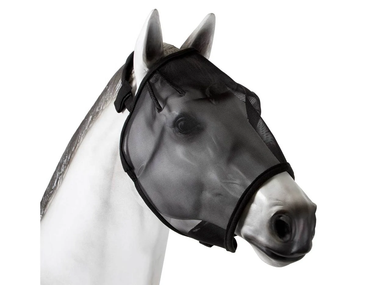 Adjustable mesh Horse Fly Bonnet Black Protects small flies fleece padding full face fly veil perfect for horses India