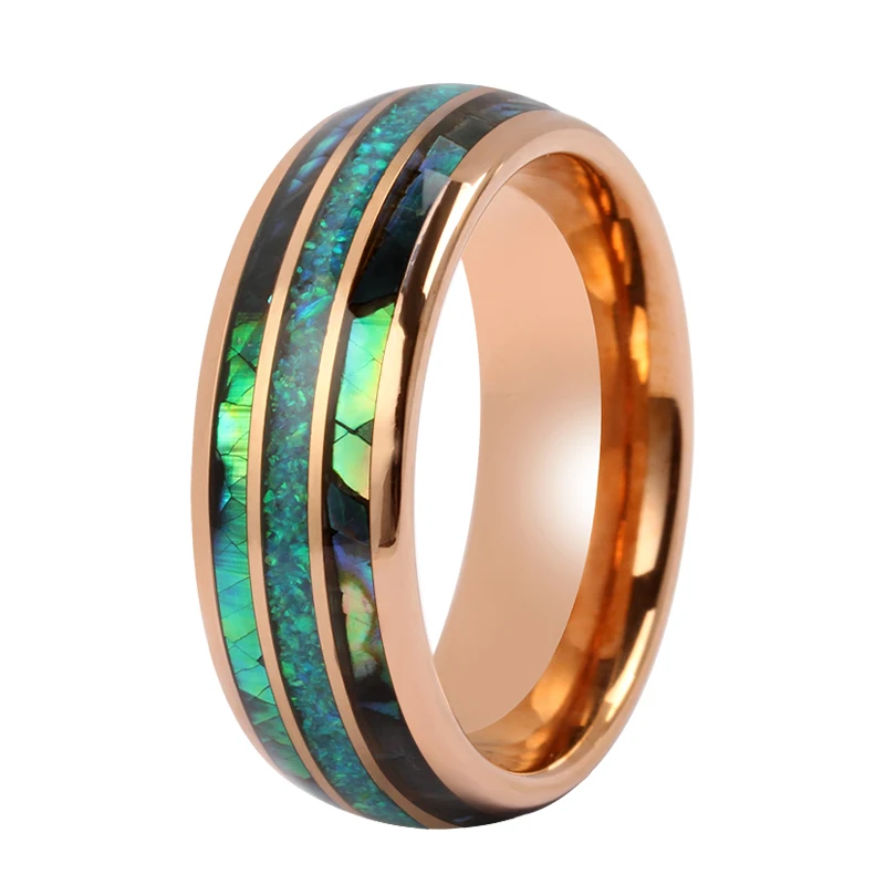 ring Tungsten Manufacturer Custom man colored shells inlay Wood Opal anillos hombre fine Jewellery Tungsten carbide ring for men