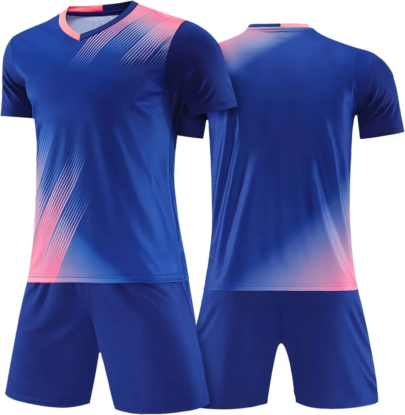 Global wholesale garment supplier design men football wear custom uniform high quality training kit full set soccer jersey blue