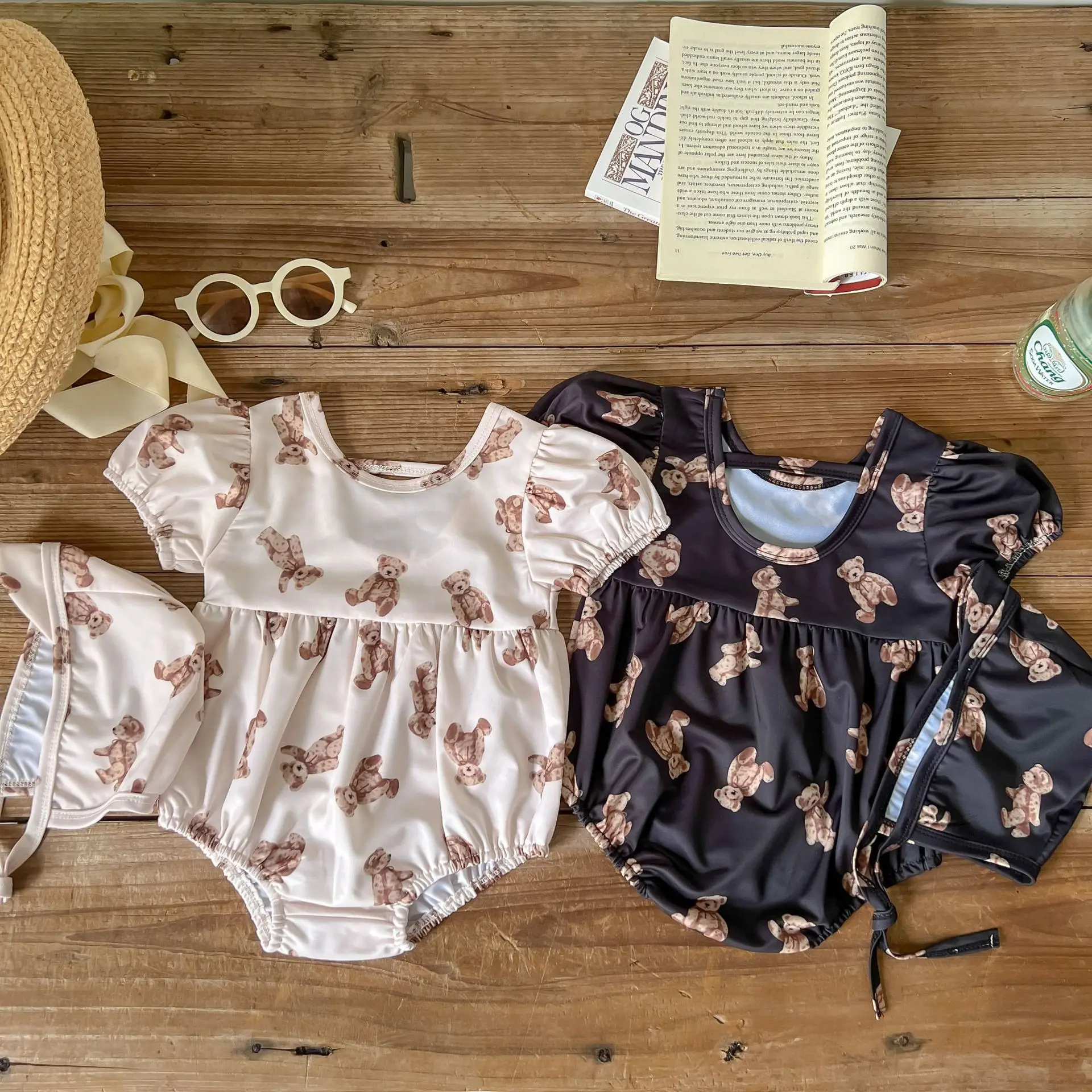 Baby Girl Swimsuit Fashion Girl Short-sleeved Backless One Piece Swimsuit Cute Infant Children Vocation Suit