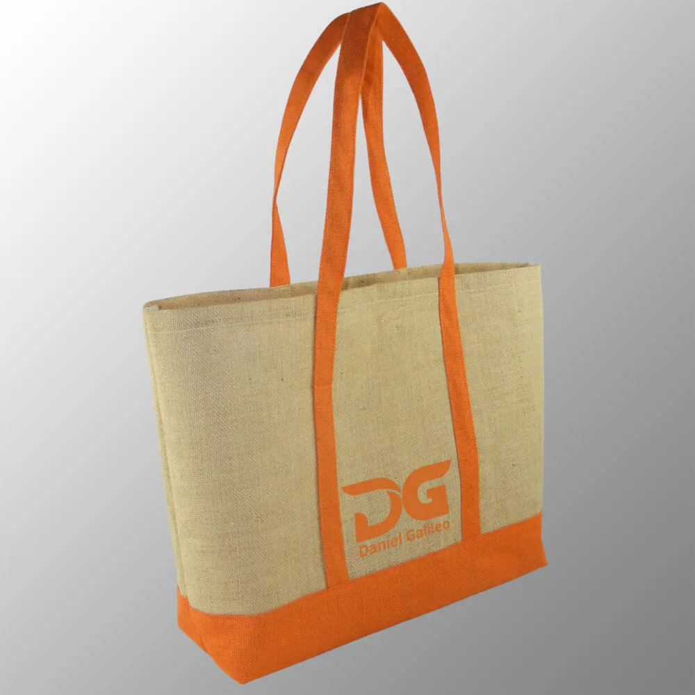 Ecofriendly Jute Beach Bag Jute Handles laminated Custom Print jute beach promotion bags shopping everyday bags