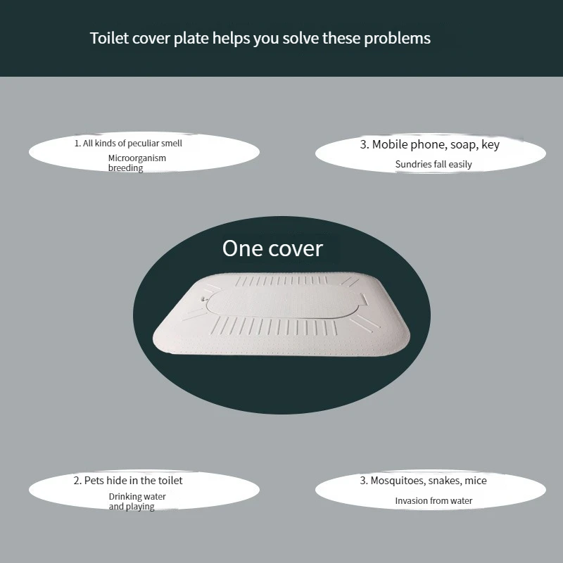 Toilet cover plate  squatting pit   universal odor and blockage prevention device  fully enclosed  one button automatic fli