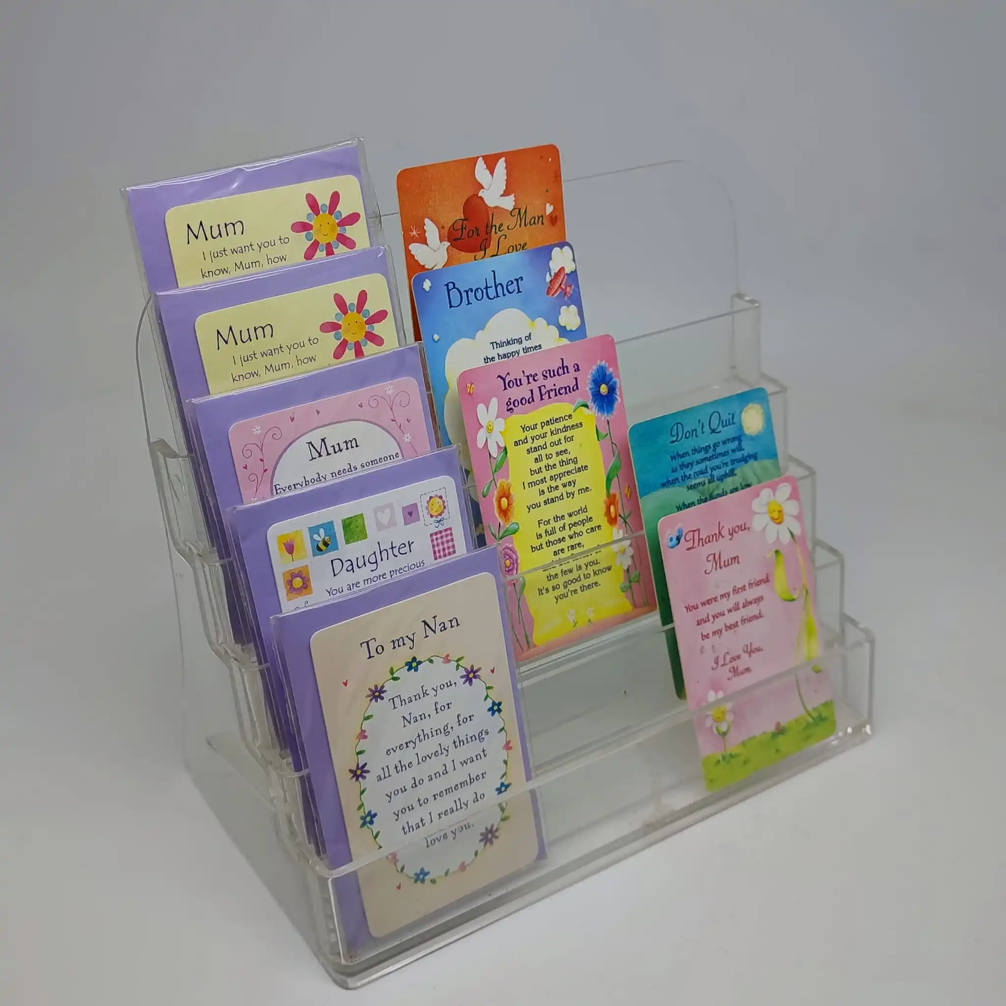 Acrylic 5-tier business name card holder counter desktop greeting card display stand gift shop hospital travel agent broker