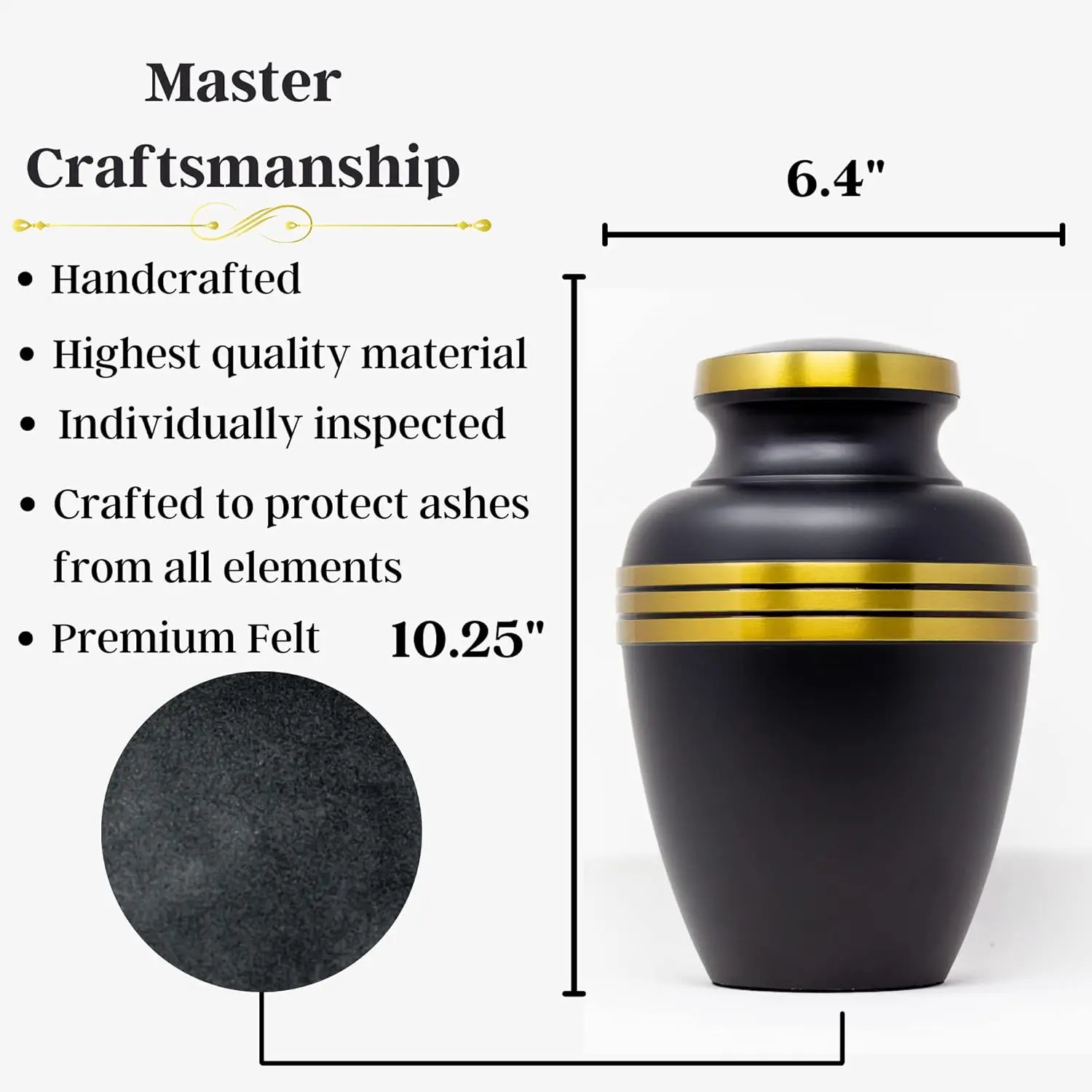 Trendy Metal Handicrafts Golden Horizon Black Urn A Regal Tribute to Cherished Memories