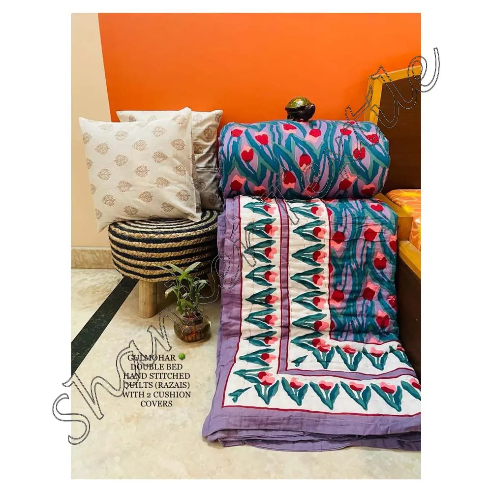 Attractive Bedspread Blanket Indian Cotton Floral Print Jaipuri Decor Rajai Queen Coverlet Ethnic Indian Bed Spread Home Decor