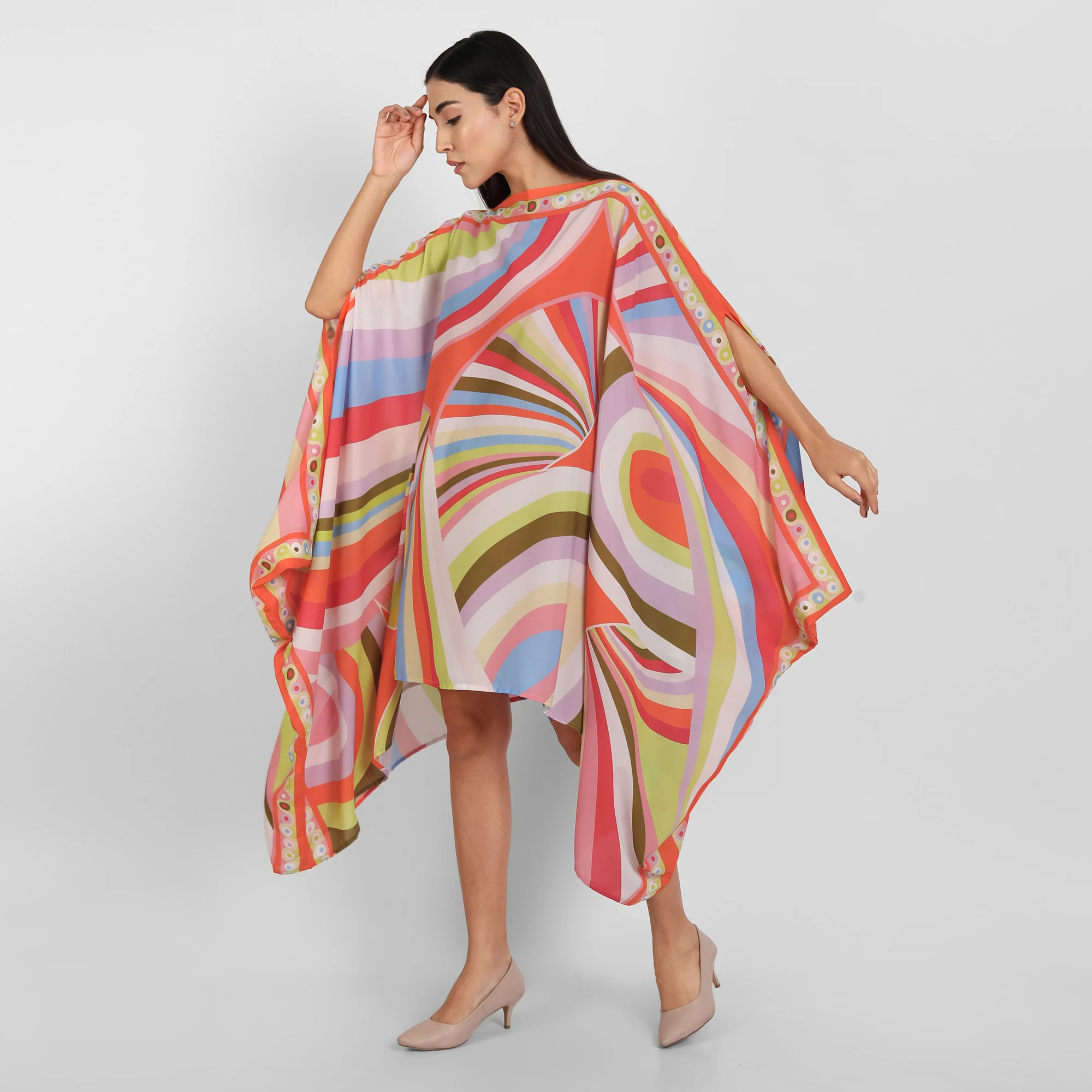 Factory Price Low Cost Modern Fashion Printed Wide Width Length Women Short Kaftan Top Dress