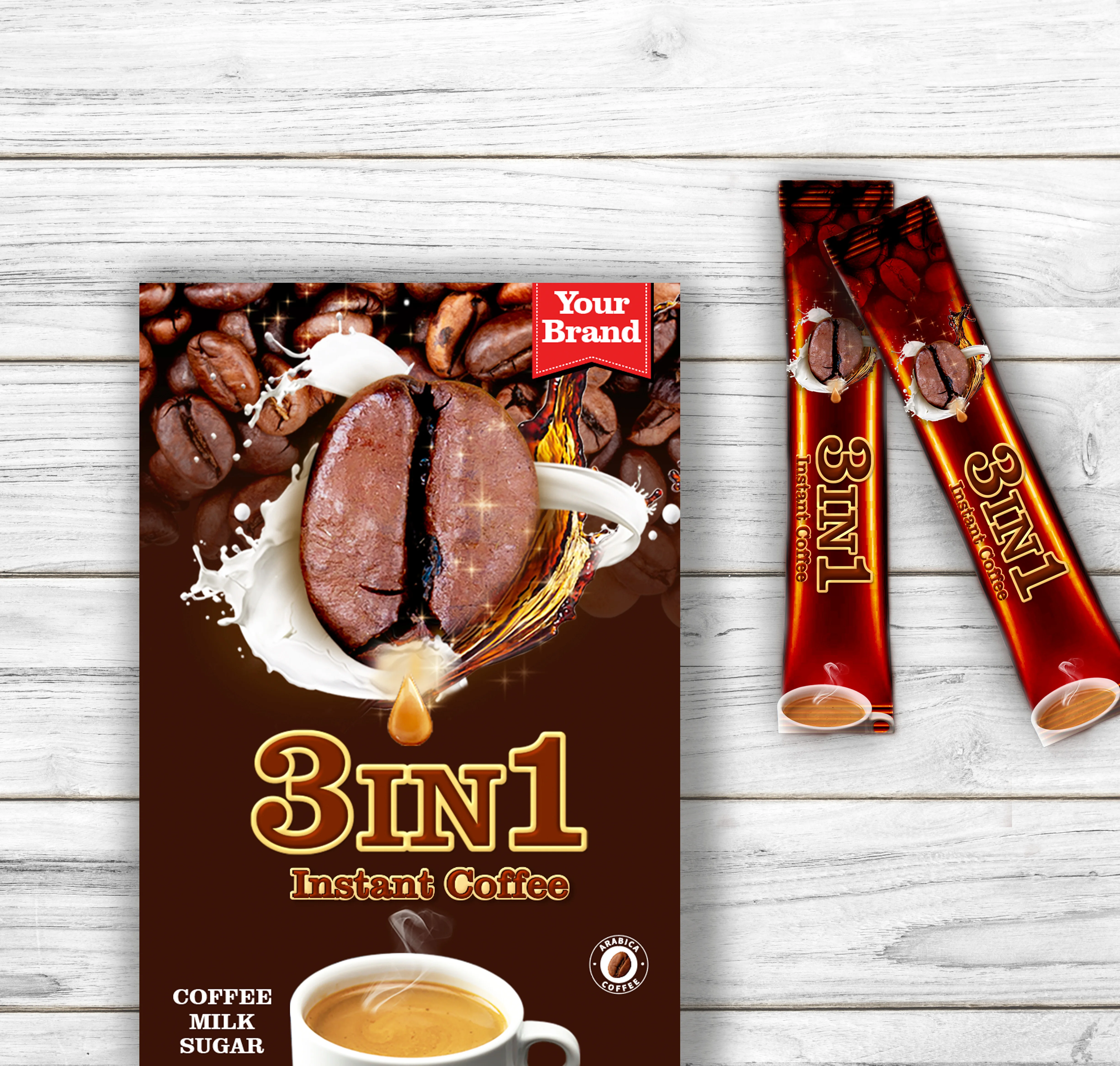 Оптовая продажа поставщик растворимый кофе 3 в 1 настраиваемый качественный обеспечивающий возможность легкого питья предварительно подслащенного