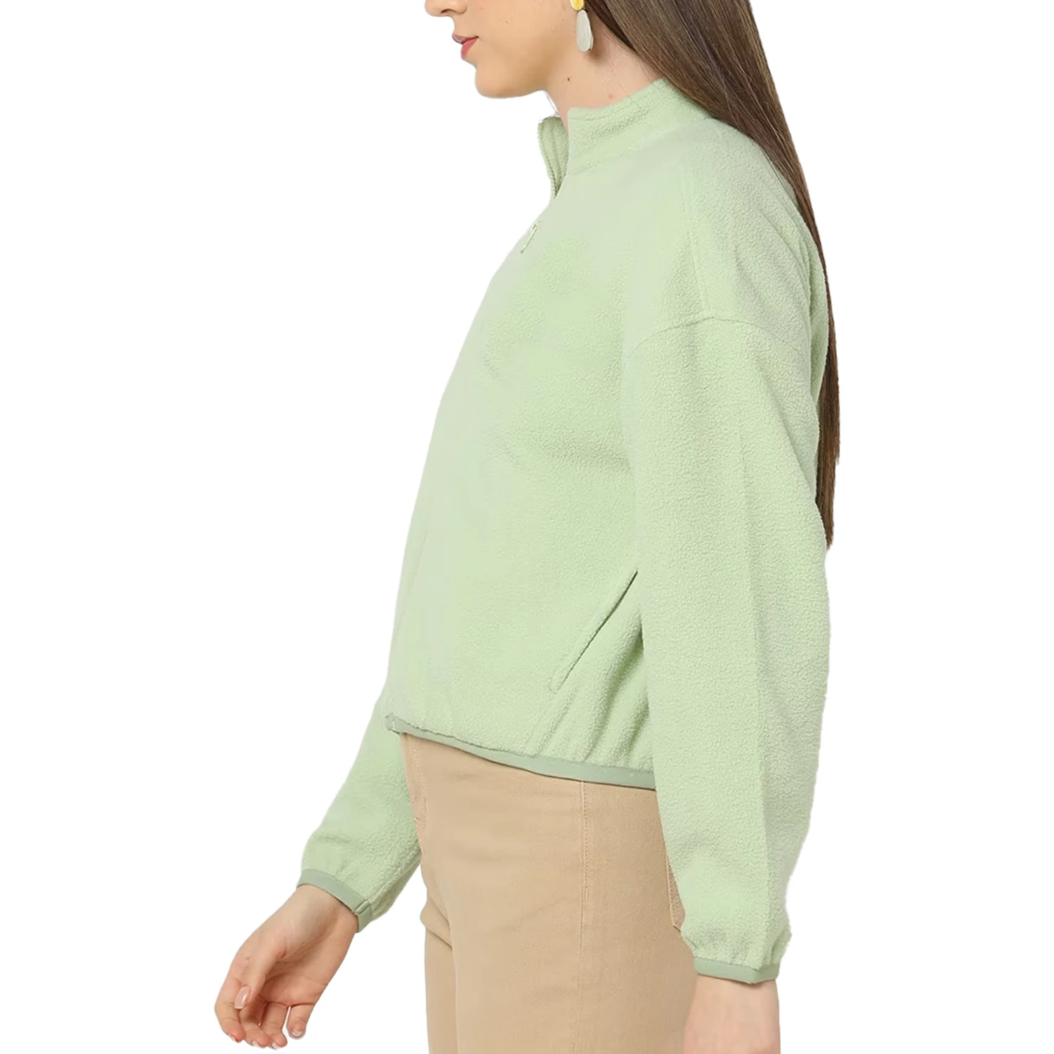 Winter Fashion V Neck Full Zipper Stand Collar High Quality Sweaters For Women From Bangladesh Manufacturer With 100% QC