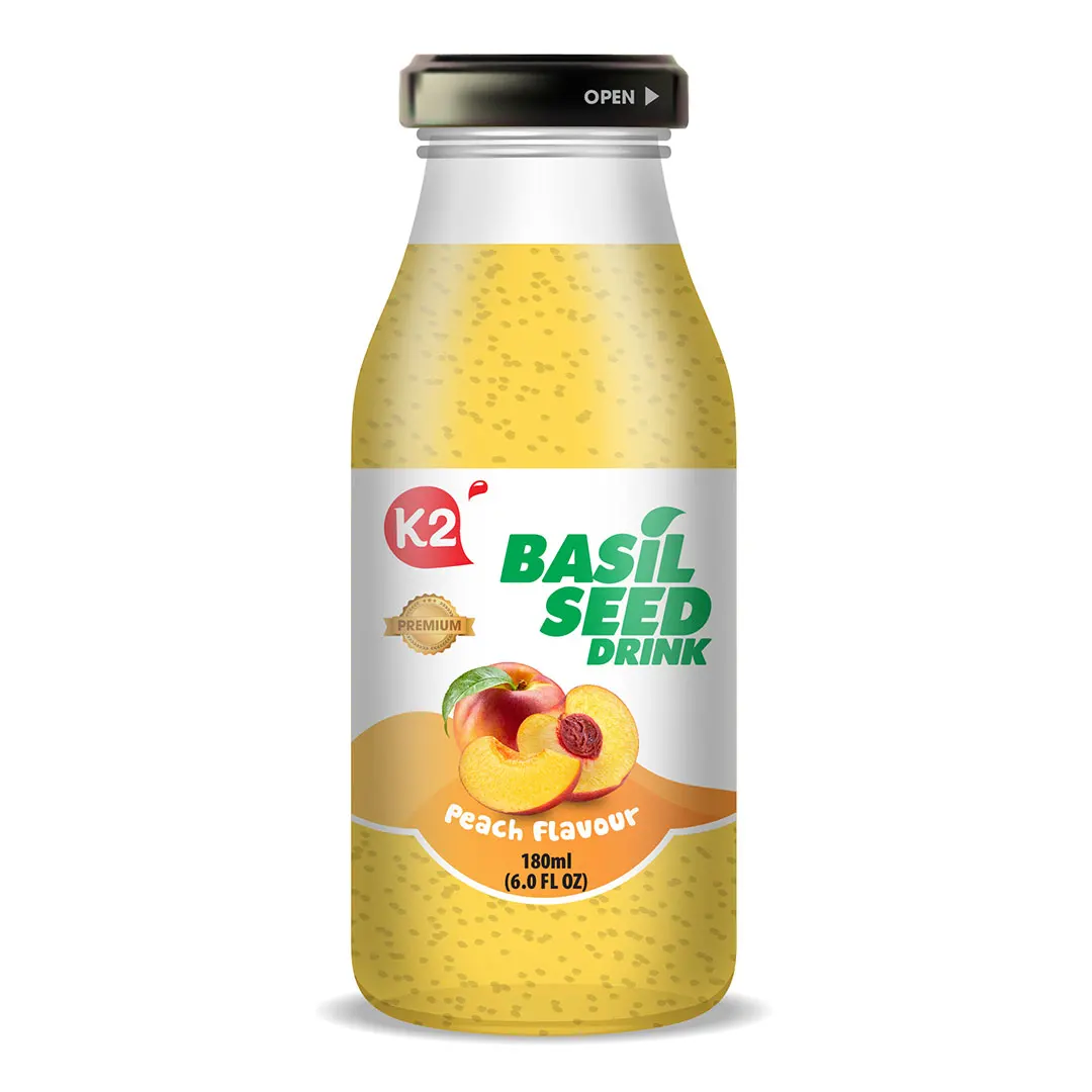 180 290 500ml Basil Seed Peach Juice Drink Good Price For Export Fresh Beverage Hot Brand Manufacturer Best Selling Chia Drink