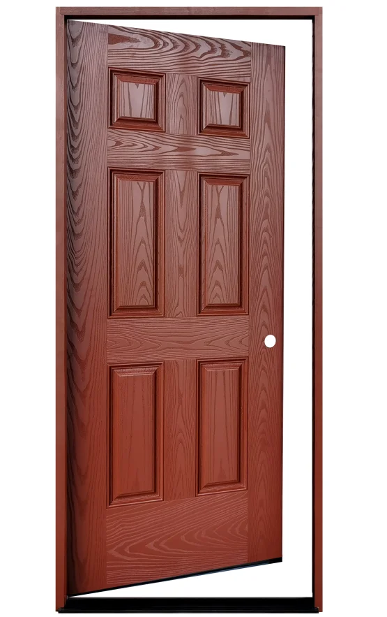 Modern Design Prefnished  6 panel Fiberglass doors with Fames outSwing inswing exterior Interior Door