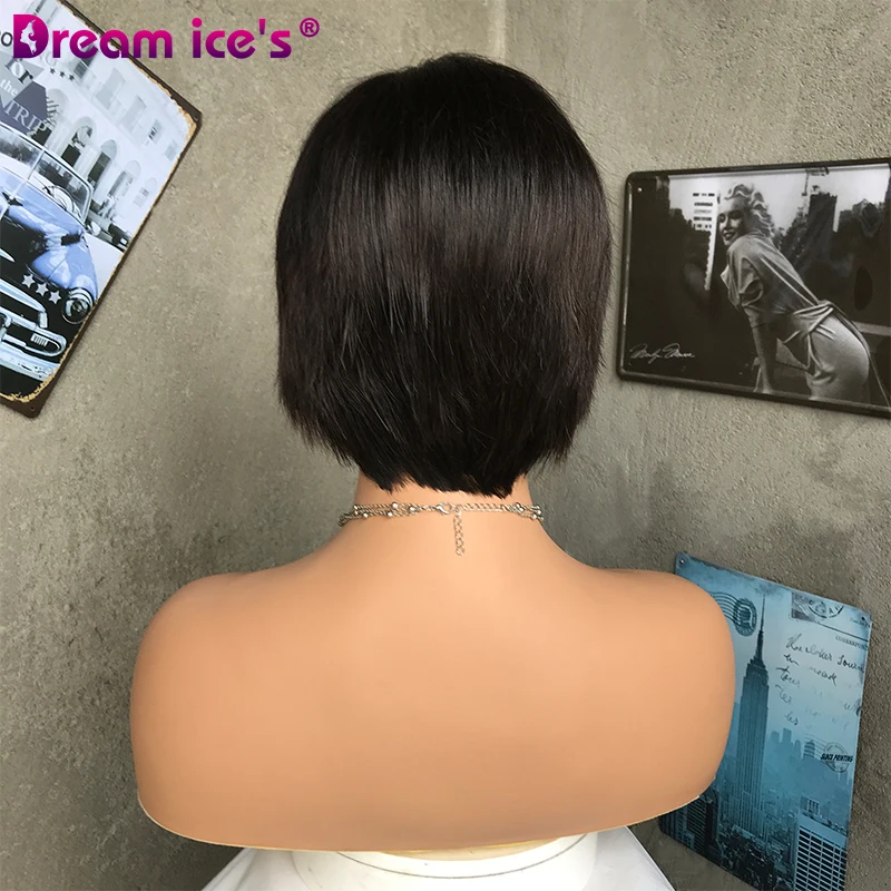 Pixie Cut Human Hair Wigs Lace Front Wigs for Black Brazilian Wholesale Short Straight Part Lace Women 13*1 L Transparent