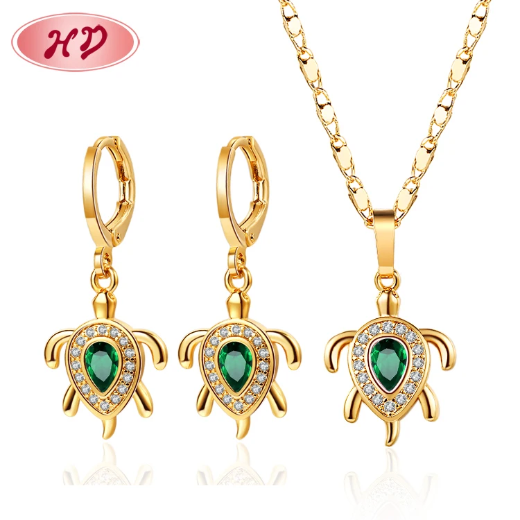new jewelry arrivals 2022 tortoise turtle pendant necklace and earrings sets 2pcs 18k gold plated over brass jewellery for women