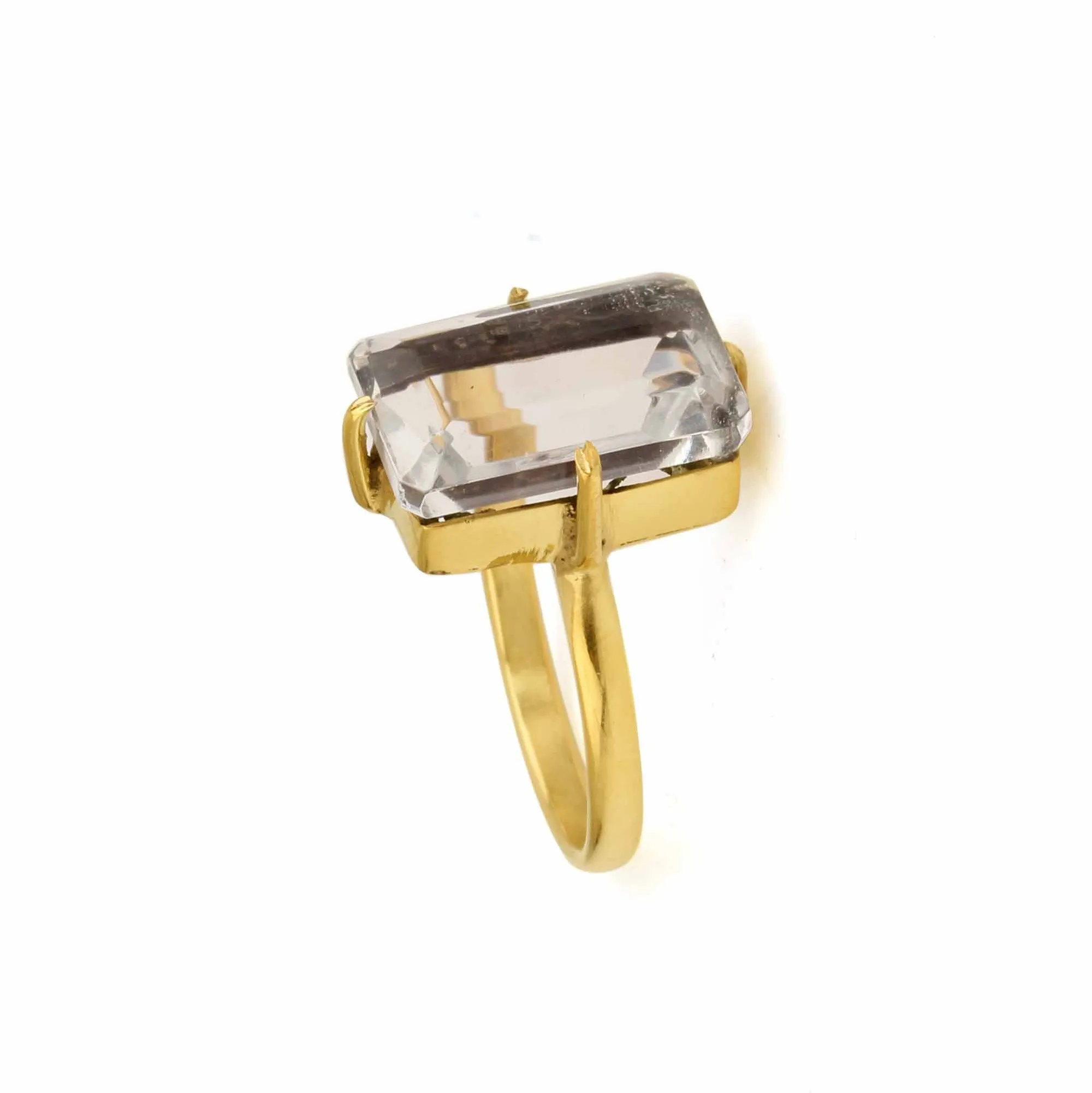 2024 Trending High Quality 925 Sterling Silver Eternity Vermeil Prong Ring Clear Quartz Emerald Women Fine Jewelry Manufactured