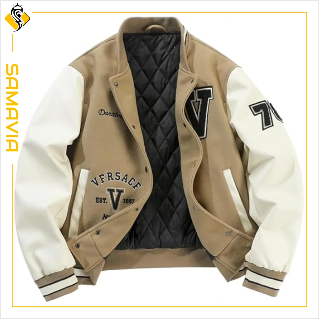 SAMAVIA Industry Personalized College Varsity Jacket | Custom Wool Leather Bomber Jackets for Women Breathable