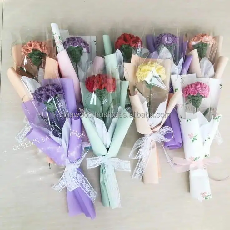 Handmade Flowers for decoration wedding artificial Amigurumi Crochet Flowers Vase Pots Decoration Flowers Articicial Amazon Amazon