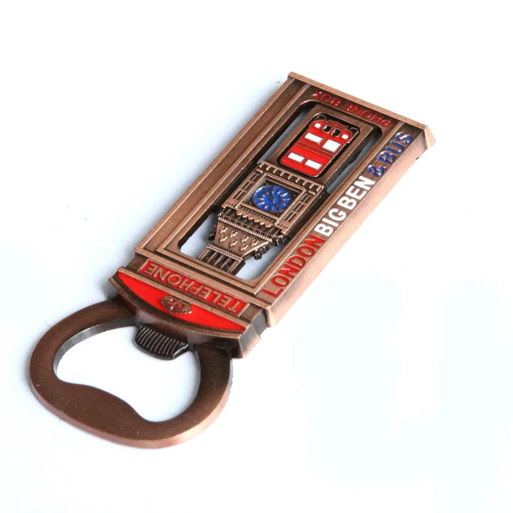 Wholesale custom metal London UK souvenir tourist British big Ben bus fridge magnet bottle opener
